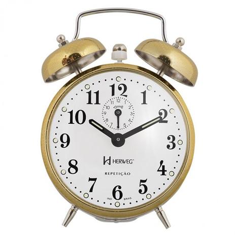 Relogio despertador mecanico vintage retro alarme campainha dourado herweg Menor preço em Relogio despertador mecanico vintage retro alarme campainha dourado herweg
