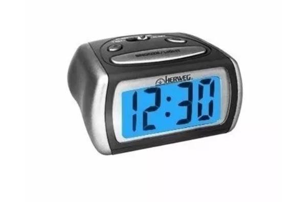 Relógio Despertador Preto Digital Luz Noturna Led Herweg 2916 Menor preço em Relógio Despertador Preto Digital Luz Noturna Led Herweg 2916
