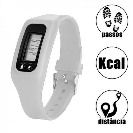 Relogio Digital de Pulso em Silicone com Contador de Passos, Calorias e Distancia Branco Liveup Menor preço em Relogio Digital de Pulso em Silicone com Contador de Passos, Calorias e Distancia Branco Liveup