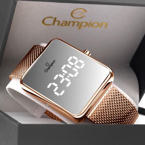 Relogio Digital Quadrado Dourado Rose Champion CH40080Z Menor preço em Relogio Digital Quadrado Dourado Rose Champion CH40080Z