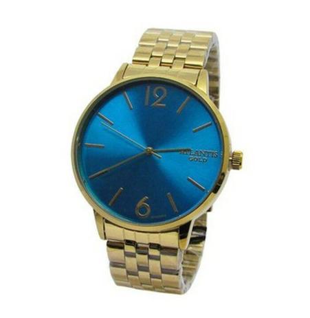 Relogio feminino atlantis g3500 dourado fundo azul Menor preço em Relogio feminino atlantis g3500 dourado fundo azul
