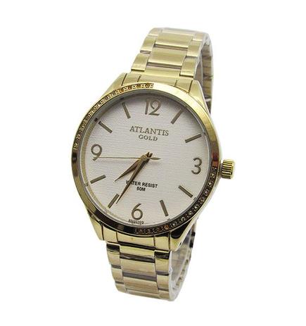 Relogio feminino atlantis g3502 dourado fundo branco Menor preço em Relogio feminino atlantis g3502 dourado fundo branco