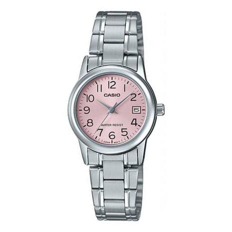 Relogio Feminino Casio Prata Aço Fundo Rosa LTP-V002D-4BUDF Menor preço em Relogio Feminino Casio Prata Aço Fundo Rosa LTP-V002D-4BUDF