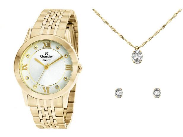 Relógio Feminino Champion Analógico Elegance - Dourado com Acessórios