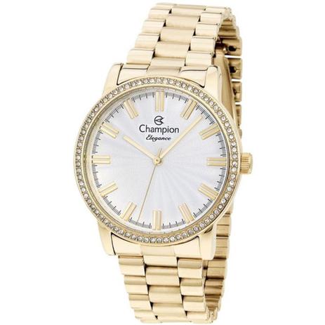 Relógio Feminino Champion Dourado CN25798H Com Detalhes Brilhantes Menor preço em Relógio Feminino Champion Dourado CN25798H Com Detalhes Brilhantes