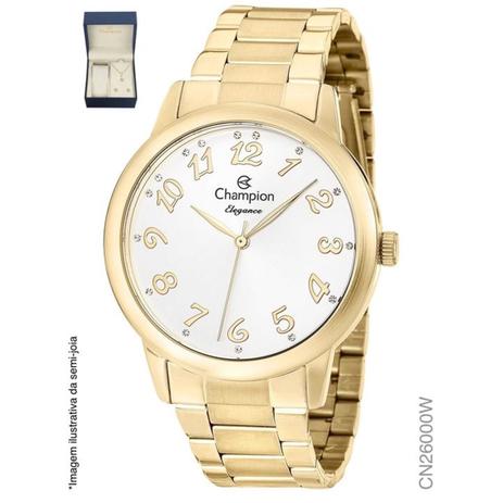 Relogio feminino champion dourado kit com colar e brinco cn26000w é boa?