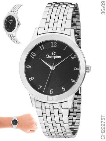 Relógio Feminino Champion Prata e Preto CH22975T Menor preço em Relógio Feminino Champion Prata e Preto CH22975T