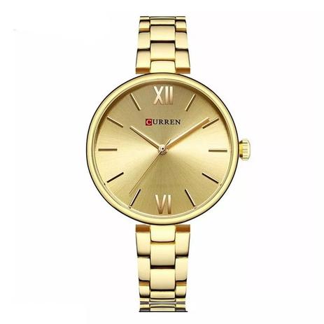 Relógio Feminino Curren Analógico C9017L Dourado Menor preço em Relógio Feminino Curren Analógico C9017L Dourado