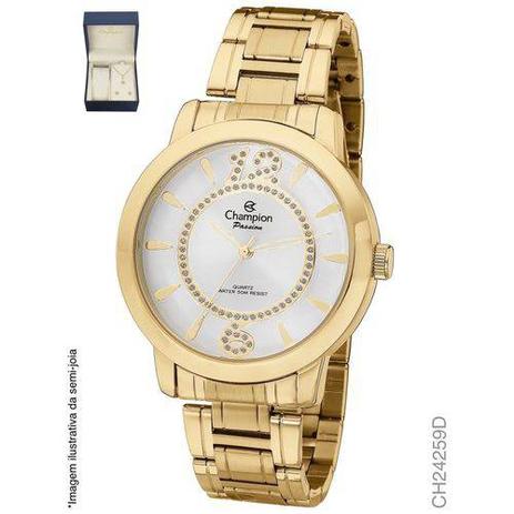 Relógio Feminino Dourado Champion Ch24259D + Kit Bijuteria Menor preço em Relógio Feminino Dourado Champion Ch24259D + Kit Bijuteria