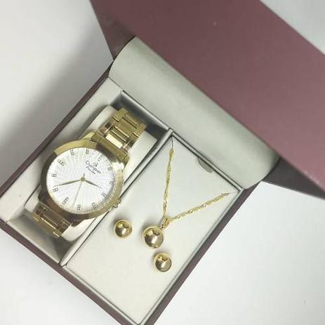 Relógio Feminino Dourado Champion Cn29276h Com Brinde Kit Semijoias Menor preço em Relógio Feminino Dourado Champion Cn29276h Com Brinde Kit Semijoias