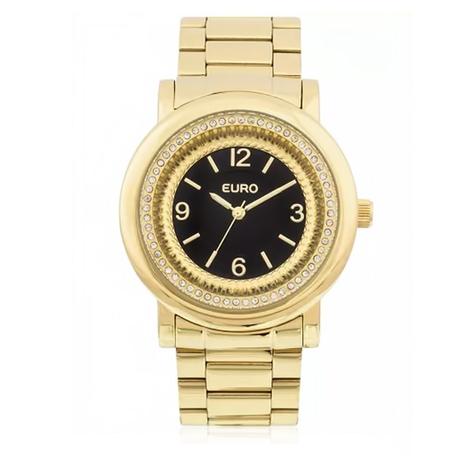 Relógio Feminino Euro Textura Mix Analógico EU2035YDW/4P Dourado com cristais Menor preço em Relógio Feminino Euro Textura Mix Analógico EU2035YDW/4P Dourado com cristais
