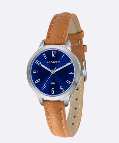 Relogio Feminino Lince pequeno prata azul social classico c/ numeros  pulseira de couro LRC4410L D2MX - Kit Relógio - Magazine Luiza
