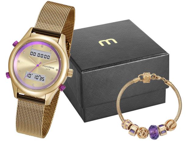 Relógio Feminino Mondaine Anadigi - 99120LPMVDE7K1 Dourado com Acessórios