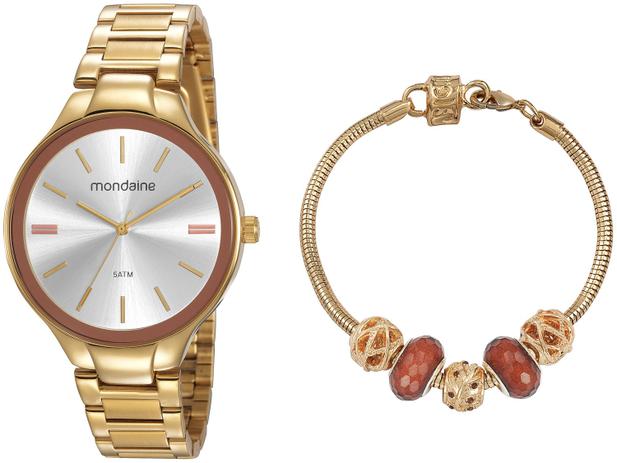 Relógio Feminino Mondaine Analógico - 53759LPMVDE1KD Dourado com Acessório