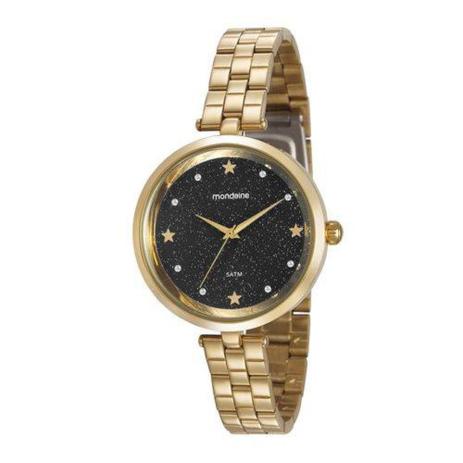 relógio mondaine feminino dourado com pedras