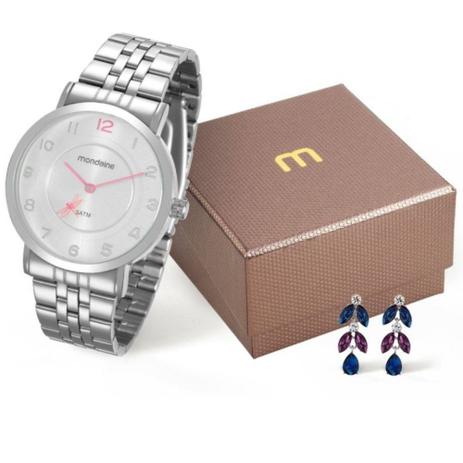 Relógio Feminino Mondaine Prateado Kit com 1 Par de Brincos Menor preço em Relógio Feminino Mondaine Prateado Kit com 1 Par de Brincos