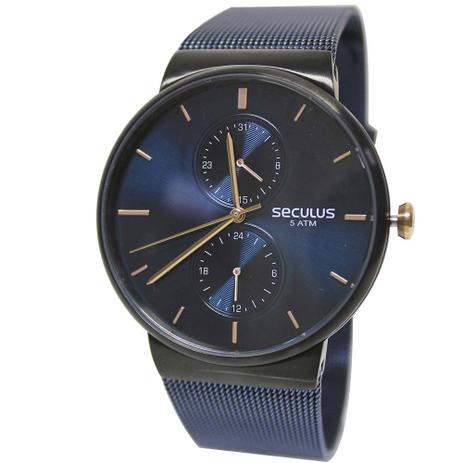 Relógio Feminino Seculus 13035GPSVTA2 - Preto/Azul Menor preço em Relógio Feminino Seculus 13035GPSVTA2 - Preto/Azul