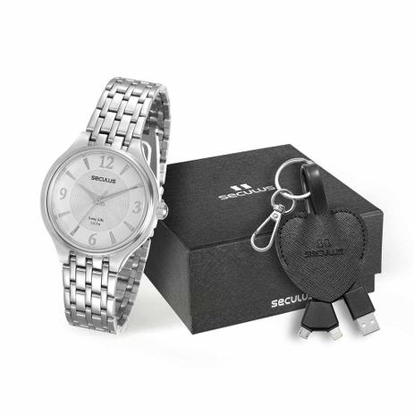 Relógio feminino seculus prateado kit 20465L0SVNA1K1 Menor preço em Relógio feminino seculus prateado kit 20465L0SVNA1K1