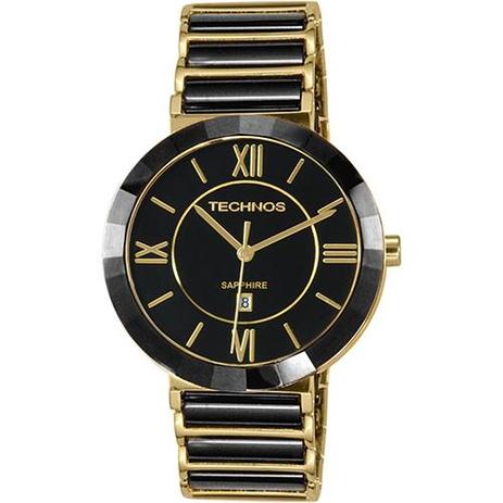 Relógio Feminino Technos Ceramic 2015BV/4P Pulseira Dourada/Preta 40mm Menor preço em Relógio Feminino Technos Ceramic 2015BV/4P Pulseira Dourada/Preta 40mm