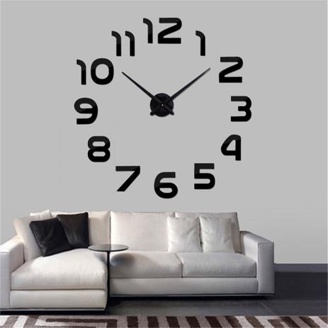Relogio Grande 3D Parede Preto Sala Escritorio Casa Decoracao - Braslu Menor preço em Relogio Grande 3D Parede Preto Sala Escritorio Casa Decoracao - Braslu
