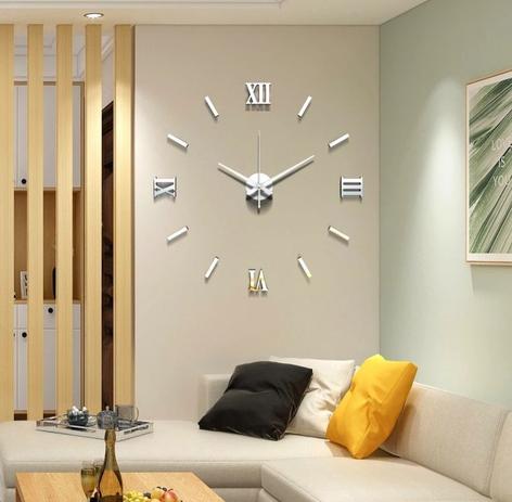 Relógio Grande De Parede 3D Luxo Adesivo Autocolante Arte De Moda De Decoração Para Casa Sala Quarto e Escritórios P - Diy