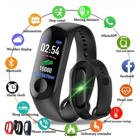 Relógio Inteligente Smartband M3 Monitor Cardíaco Pressão - Smartwatch Menor preço em Relógio Inteligente Smartband M3 Monitor Cardíaco Pressão - Smartwatch