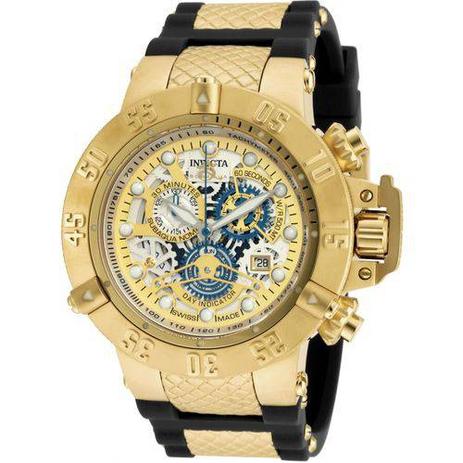 Relógio Invicta 18528 Subaqua Swiss Banhado Ouro 18k Menor preço em Relógio Invicta 18528 Subaqua Swiss Banhado Ouro 18k