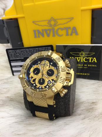 invicta subaqua preto com dourado