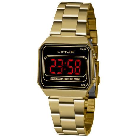 Relógio digital feminino dourado lince Clearance