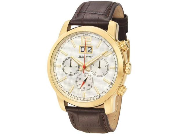 Relógio Magnum Analógico Masculino Dourado Pulseira de Couro Marrom  MA32952P em Promoção na Americanas