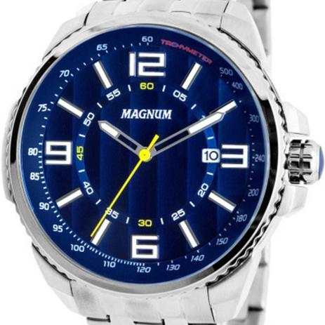 Relógio Magnum Masculino Prata Azul Prova D'Água MA32818F Menor preço em Relógio Magnum Masculino Prata Azul Prova D'Água MA32818F