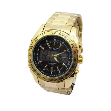 Relogio masculino atlantis a3348 dourado fundo preto Menor preço em Relogio masculino atlantis a3348 dourado fundo preto