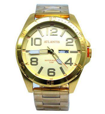Relogio masculino atlantis a3419 dourado Menor preço em Relogio masculino atlantis a3419 dourado