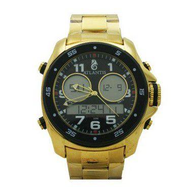 Relogio masculino atlantis g3216 anadigi dourado fundo preto Menor preço em Relogio masculino atlantis g3216 anadigi dourado fundo preto