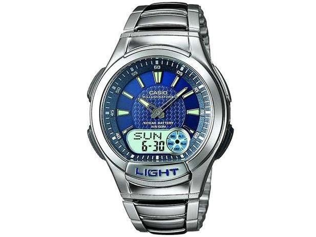 Relógio Masculino Casio Anadigi Mundial - AQ-180WD-2AV Prata