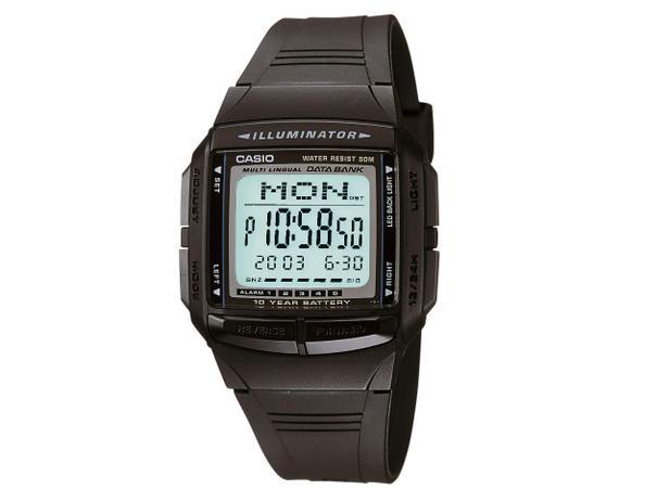 Relógio Masculino Casio Data Bank DB 36 1AVDF - Digital com Cronômetro Resistente à Água