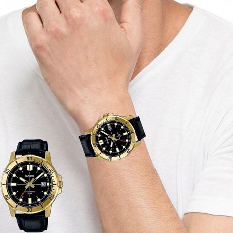 Relogio Masculino Casio Dourado com Pulseira de couro Data Menor preço em Relogio Masculino Casio Dourado com Pulseira de couro Data