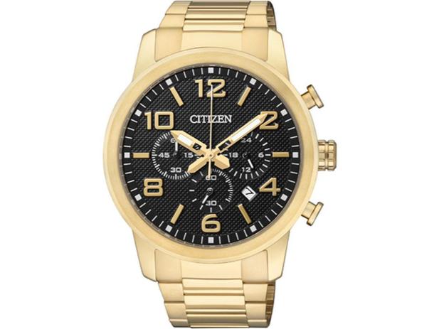 Relógio Masculino Citizen Analógico TZ20297U Dourado com Fundo Preto Menor preço em Relógio Masculino Citizen Analógico TZ20297U Dourado com Fundo Preto