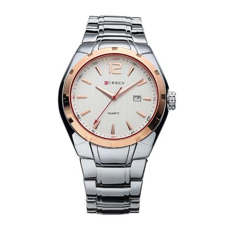 Relógio Masculino Curren Analógico 8103 Dourado e Branco Menor preço em Relógio Masculino Curren Analógico 8103 Dourado e Branco
