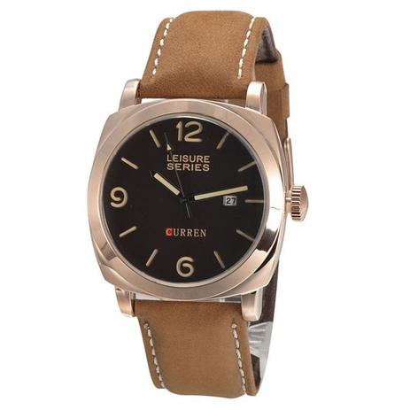 Relógio Masculino Curren Analógico Casual 8158 Bronze Menor preço em Relógio Masculino Curren Analógico Casual 8158 Bronze