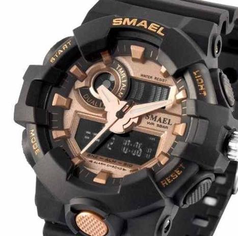 Relógio Masculino Skmei Robusto Digital e Ponteiro Esportivo Resistente a  Água SKM-1155B - Preto