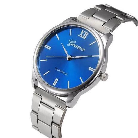 Relógio Masculino Feminino Geneva Fundo Azul Pronta Entrega Menor preço em Relógio Masculino Feminino Geneva Fundo Azul Pronta Entrega