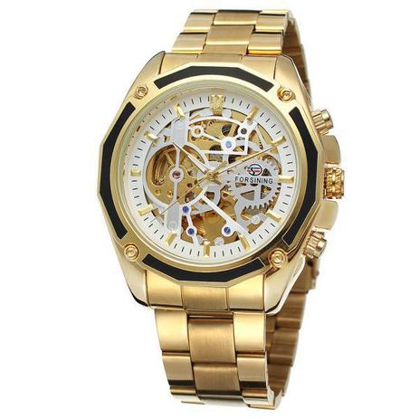 Relógio Masculino Forsining Pulseira Aço inoxidável Ouro CX Ouro FD Branco Esporte Militar Esqueleto Automático (BTO) Menor preço em Relógio Masculino Forsining Pulseira Aço inoxidável Ouro CX Ouro FD Branco Esporte Militar Esqueleto Automático (BTO)