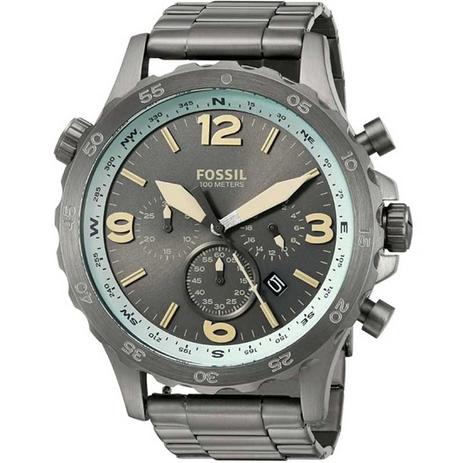Relógio Masculino Fossil Nate Chronograoh Jr1517/1cn Cinza Menor preço em Relógio Masculino Fossil Nate Chronograoh Jr1517/1cn Cinza