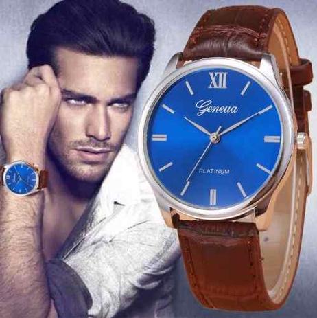 Relógio Masculino Geneva Original Social Couro Platlnum Menor preço em Relógio Masculino Geneva Original Social Couro Platlnum