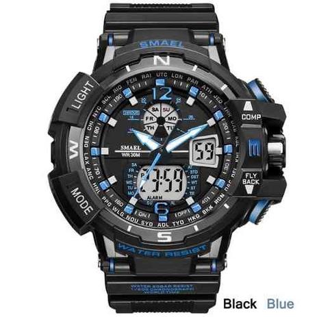 Relógio Masculino Militar G-shock Smael Ws1376 Preto E Azul Menor preço em Relógio Masculino Militar G-shock Smael Ws1376 Preto E Azul