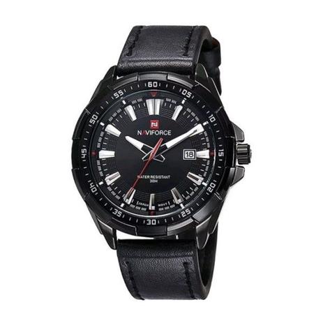 Relógio Masculino Naviforce Quartzo Pulseira de Couro Genuíno Preto Caixa Preta Moda Esporte Militar (BTO) Menor preço em Relógio Masculino Naviforce Quartzo Pulseira de Couro Genuíno Preto Caixa Preta Moda Esporte Militar (BTO)