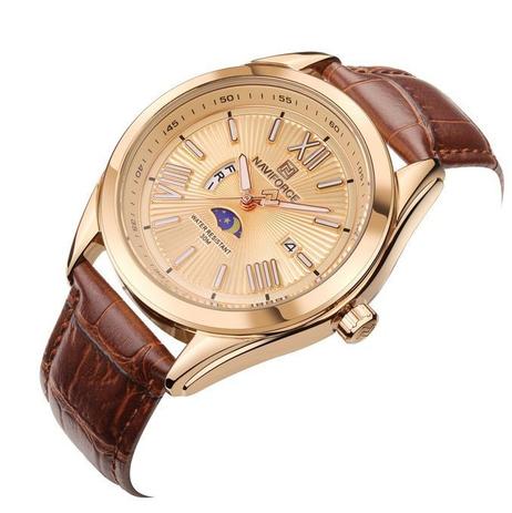 Relógio Masculino Original Naviforce Dourado Luxo Esportivo Menor preço em Relógio Masculino Original Naviforce Dourado Luxo Esportivo