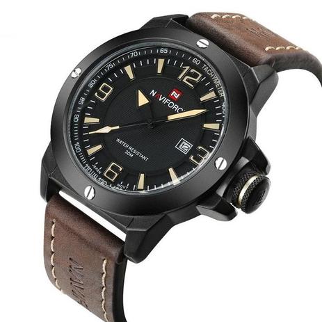 Relógio Masculino Original Naviforce Preto Esportivo Couro Menor preço em Relógio Masculino Original Naviforce Preto Esportivo Couro