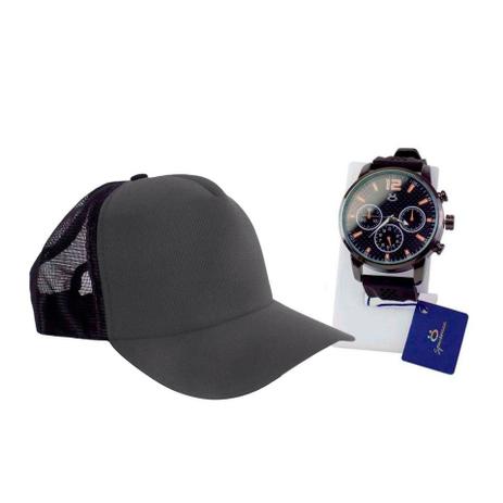 Relógio Masculino Original Preto Pulseira Silicone Acompanha Boné Aba Curva  Cinza Ajuste Atrás - Super ThunderBolt - Boné - Magazine Luiza